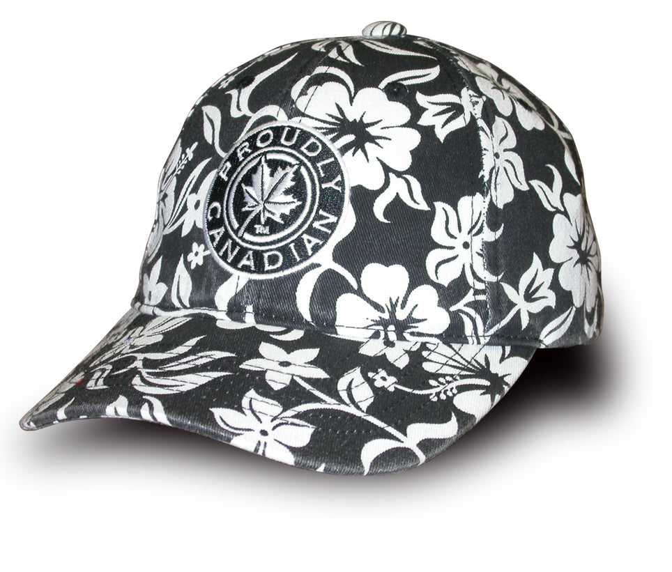 Proudly Canadian Black Floral Cap