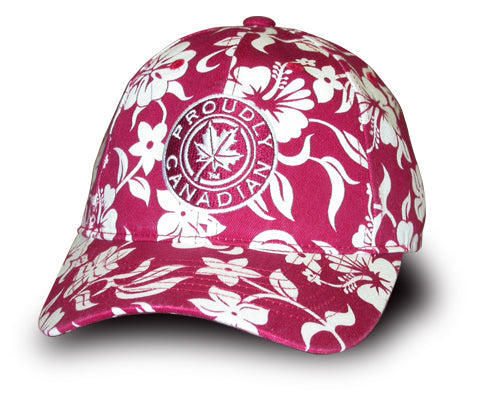 Proudly Canadian Burgundy Floral Cap