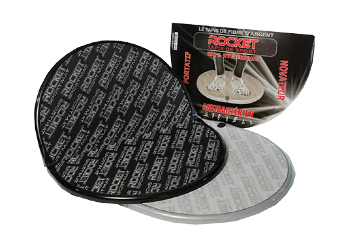 Black and gray Rocket Sport product packaging on a white background