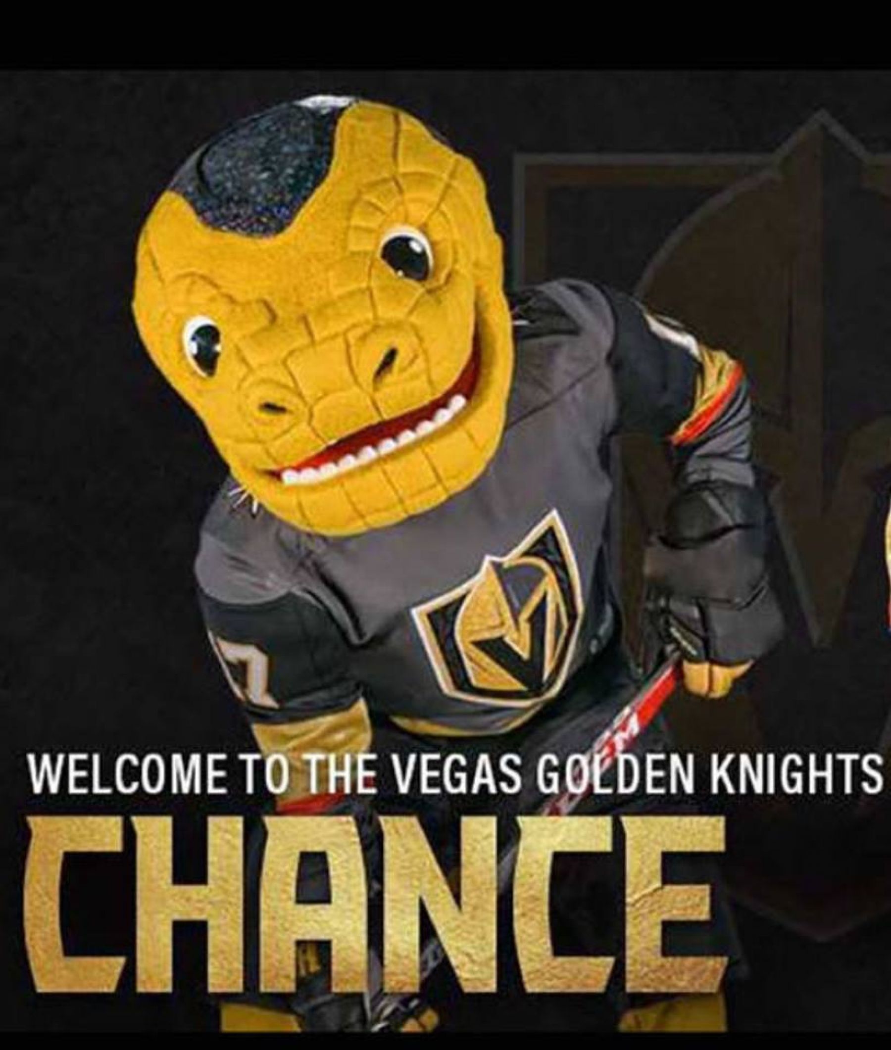 Vegas Golden Knights mascot Chance (left), Barney the Dinosaur